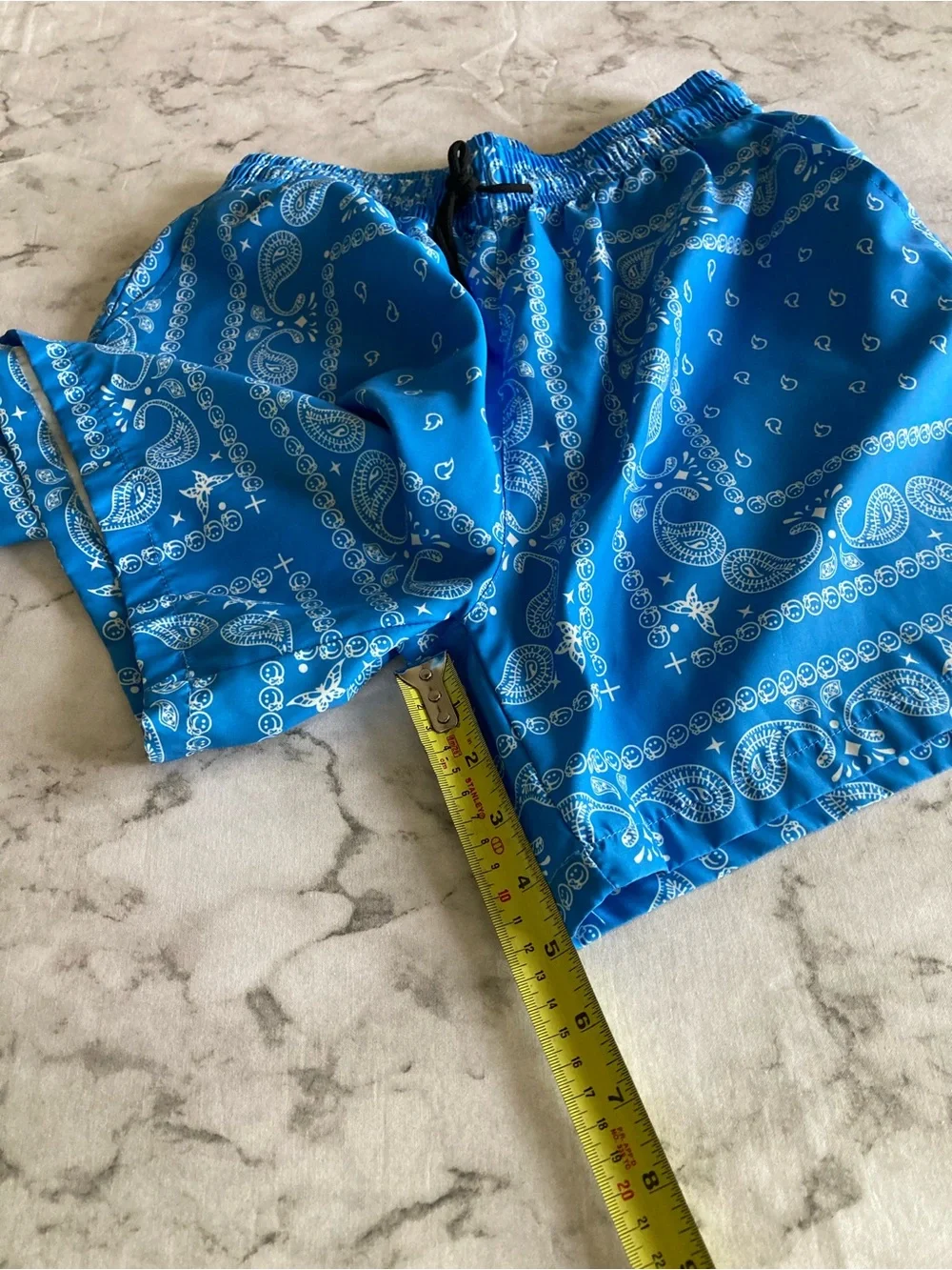 Men's Blue paisley bandana Print Swim Shorts